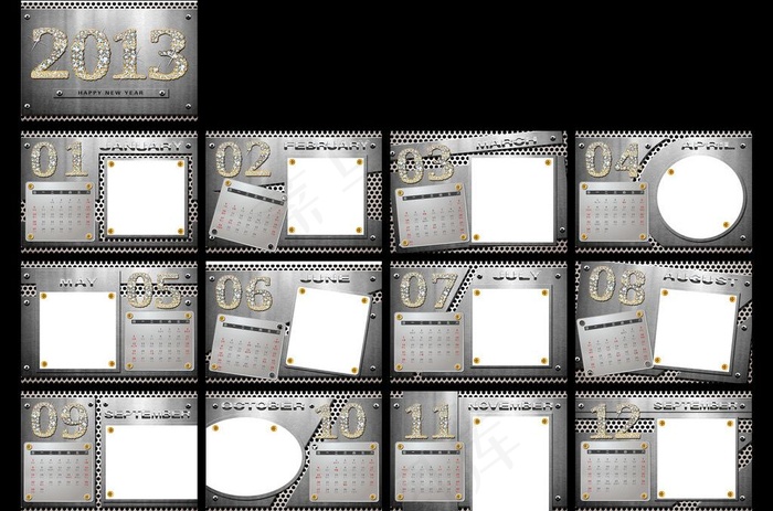 2013台历模板图片(4891X3510(DPI:135))psd模版下载