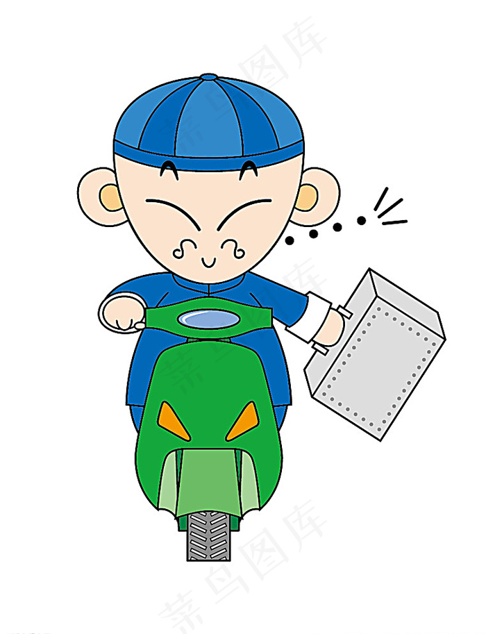 骑机车的矢量卡通地主图片