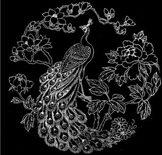 孔雀牡丹玉兰图