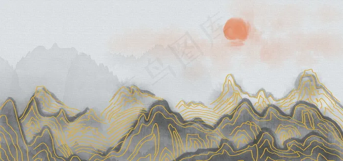 中国风水墨大气背景墙psd模版下载