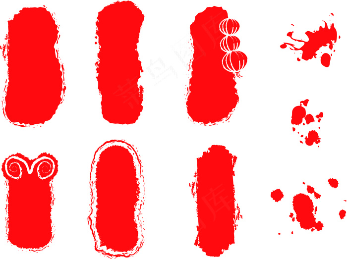 红色中国风印章元素