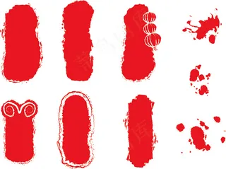 红色中国风印章元素