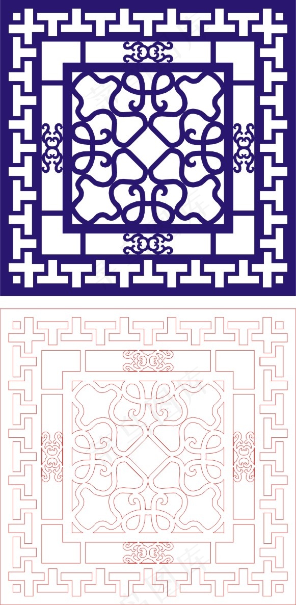 矢量镂空花纹边框底纹中式