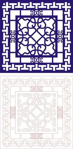 矢量镂空花纹边框底纹中式