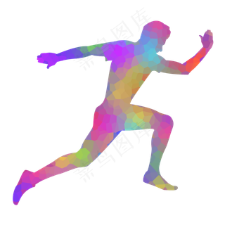 彩色渐变跑步人物元素