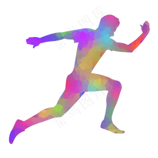 彩色渐变跑步人物元素