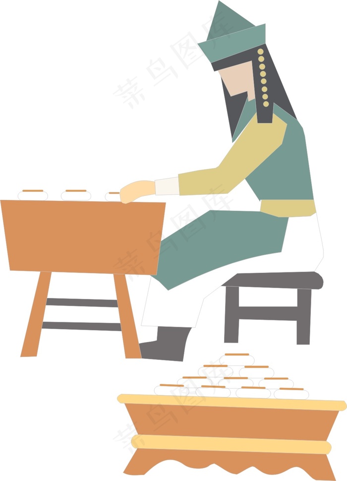 做饼卡通图cdr矢量模版下载