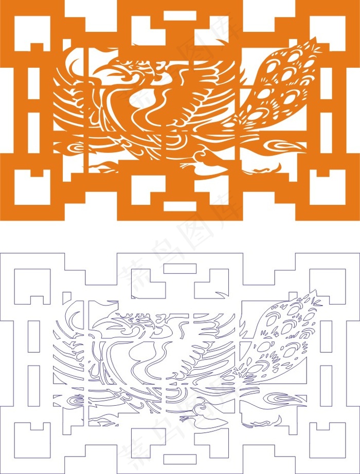 矢量镂空花纹边框底纹中式