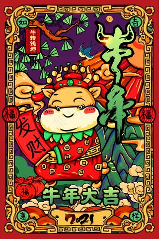 牛年 牛年海报 牛年背景图片