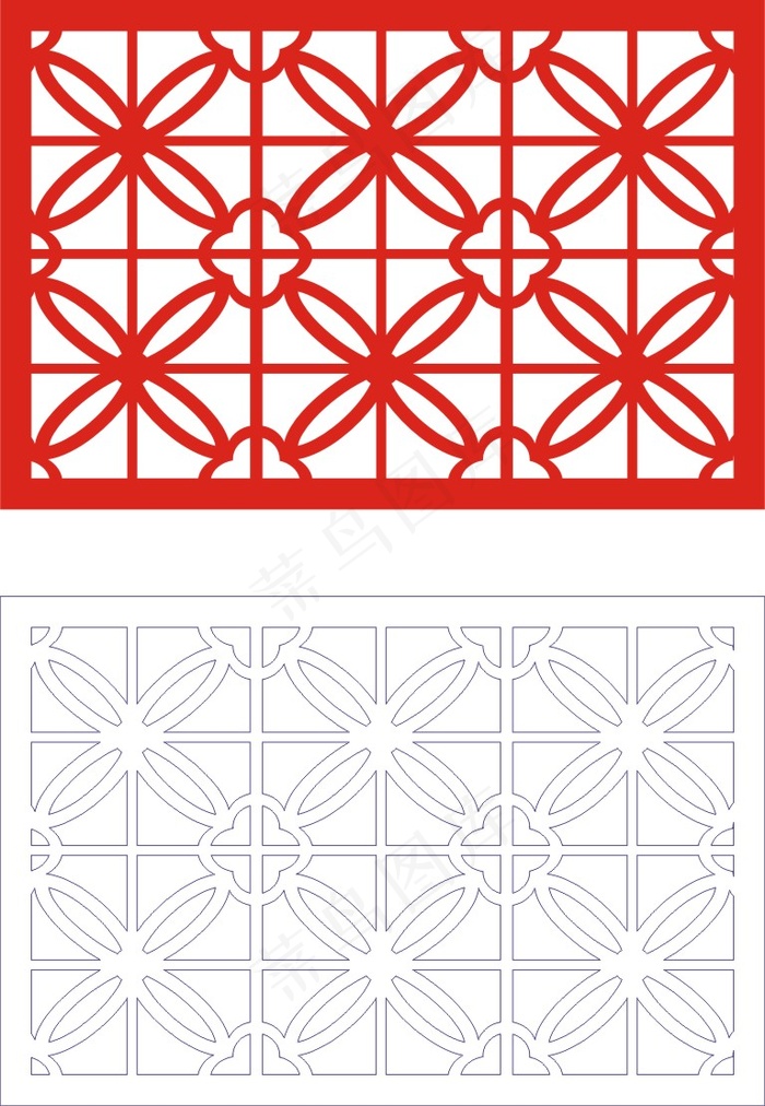 矢量镂空花纹边框底纹中式