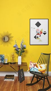黄色墙椅子抱枕高清摄影图片 黄色墙椅子抱枕高清摄影图片