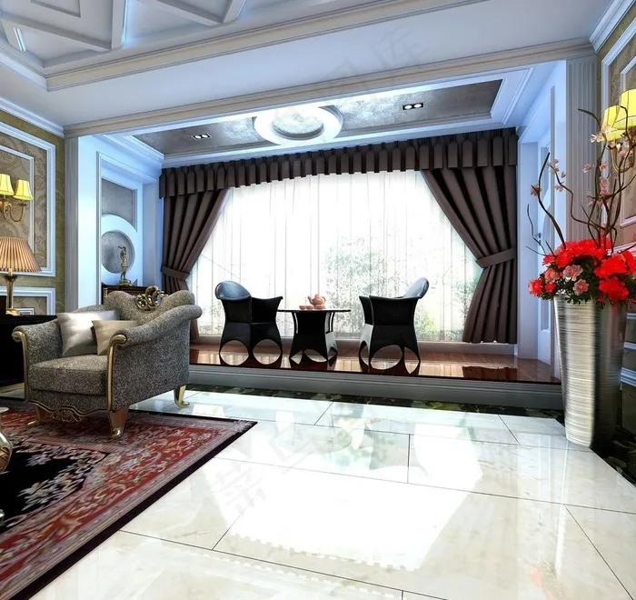 欧式家装客厅茶区图片