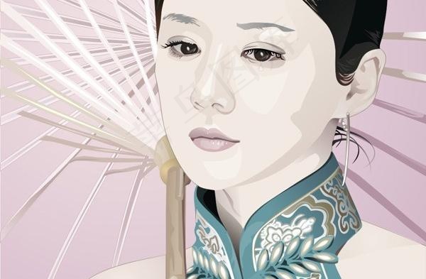 东方美女矢量素材cdr矢量模版下载