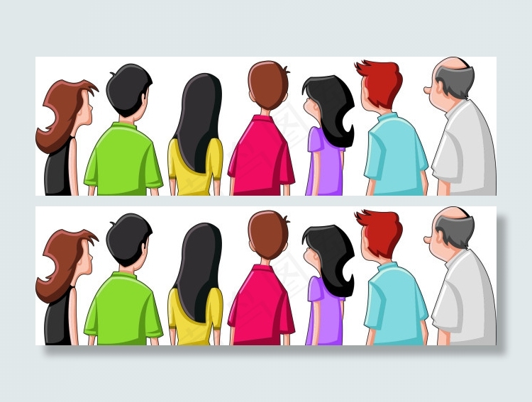 围观人群 矢量人物