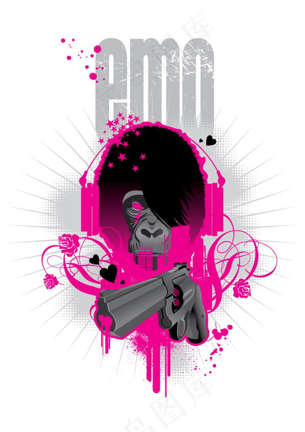 猩猩主题潮流插画矢量素材