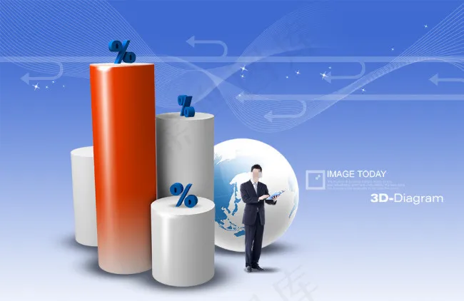 高清PSD分层素材百分比柱子图psd模版下载