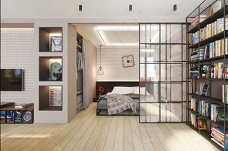 西式风格客厅书房装修效果图