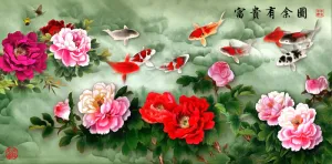 富贵有余图挂画壁画背景墙无框画装饰...