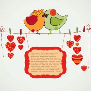 手工绘制的爱情鸟插图矢量素材04