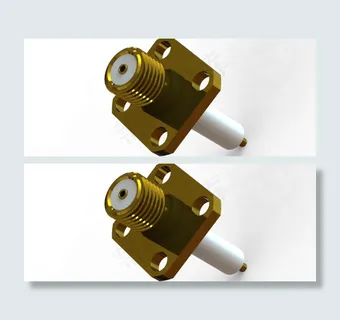 SMA射频同轴连接器4孔法兰