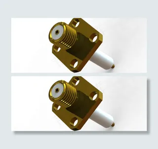 SMA射频同轴连接器4孔法兰