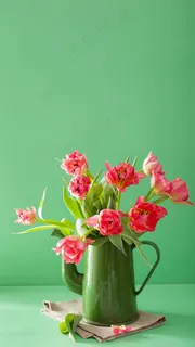 水壶装着的花朵高清摄影图片