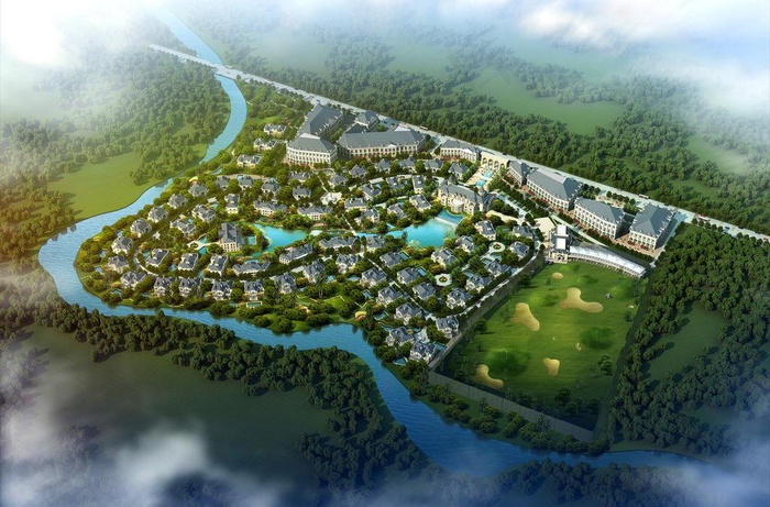 高尔夫球场鸟瞰图图片