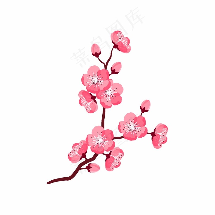 手绘粉色桃花元素（2）eps,ai矢量模版下载