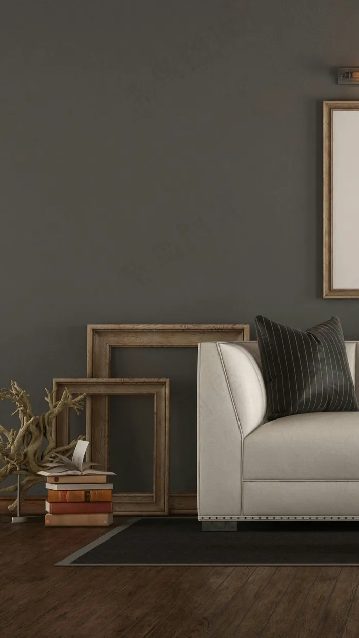 沙发与相框高清摄影图片
