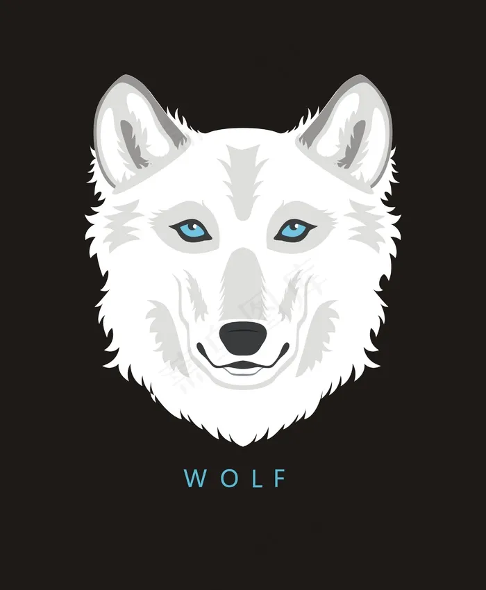 黑白剪影卡通动物狼头像