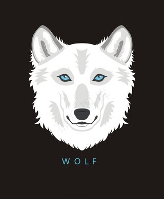 黑白剪影卡通动物狼头像