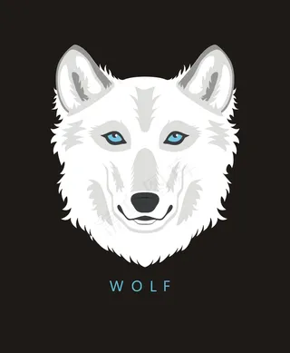 黑白剪影卡通动物狼头像