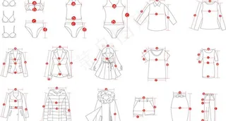 服饰量体图线稿图片