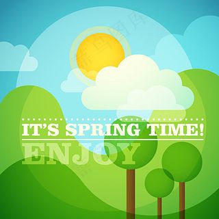 清新卡通风景背景矢量素材图片