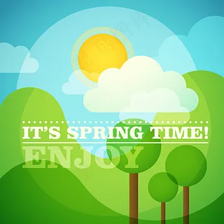 清新卡通风景背景矢量素材图片