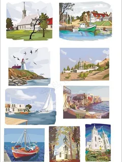 矢量风景画图片