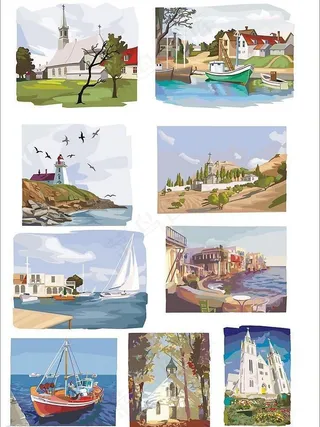 矢量风景画图片