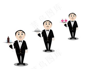 服务员侍者矢量素材