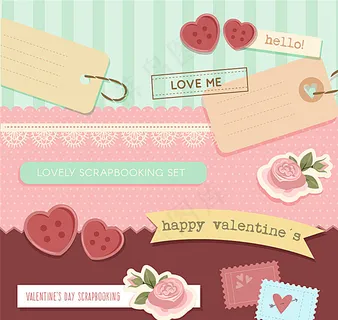 情人节剪贴簿元素矢量图图片