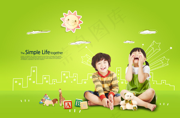 开心成长的孩子psd素材