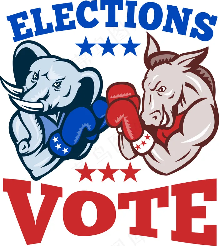民主党人投票选举共和党的大象吉祥物...eps,ai矢量模版下载
