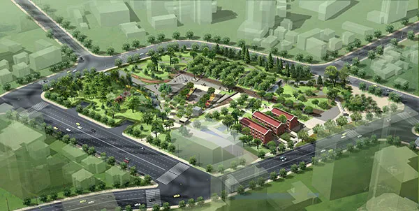 花园建筑鸟瞰效果图PSD素材下载psd模版下载