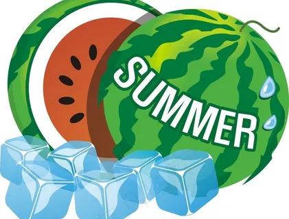 夏天 西瓜 冰块图片