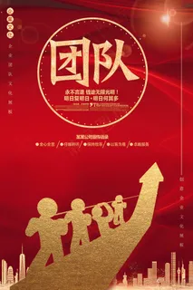 整套红金色企业文化挂画模板