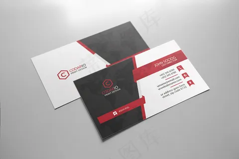 黑色红色简约高档名片模板名片背景设...