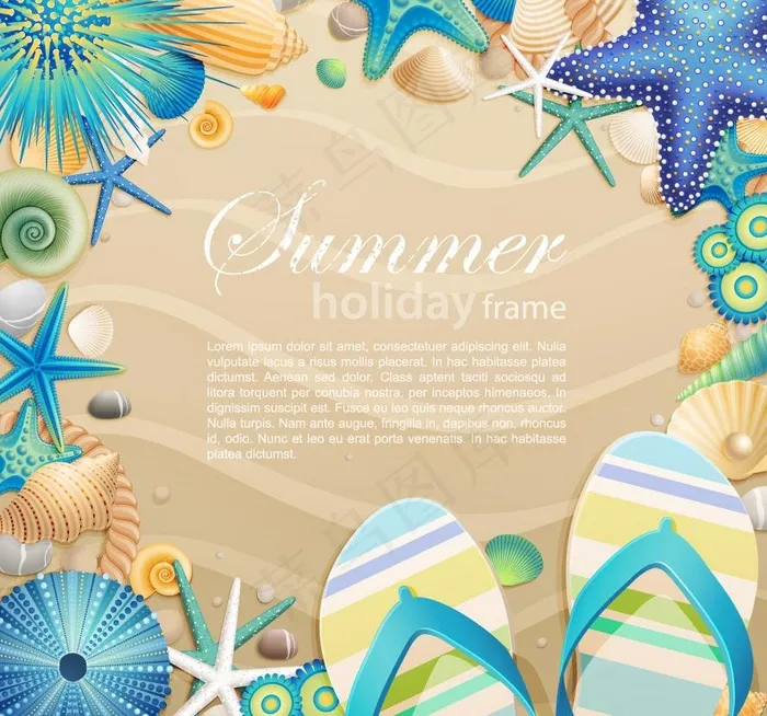 沙滩海洋生物拖鞋矢量图片eps,ai矢量模版下载