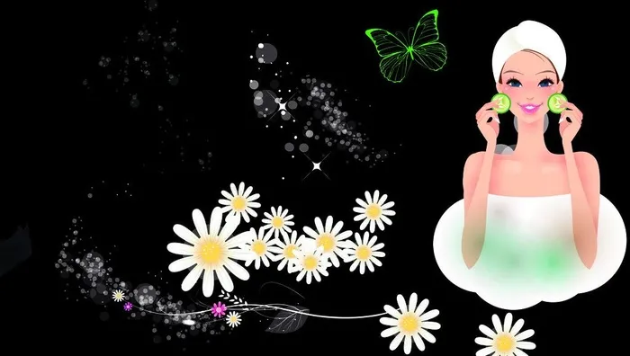 美容 矢量人物 花朵图片psd模版下载