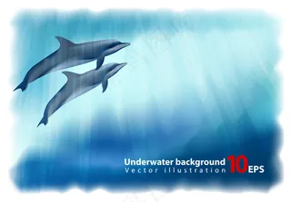 蔚蓝海底世界风光矢量素材