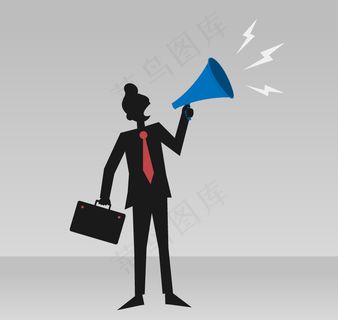用喇叭宣传的商务男子矢量图