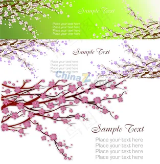 春天满枝桃花矢量素材